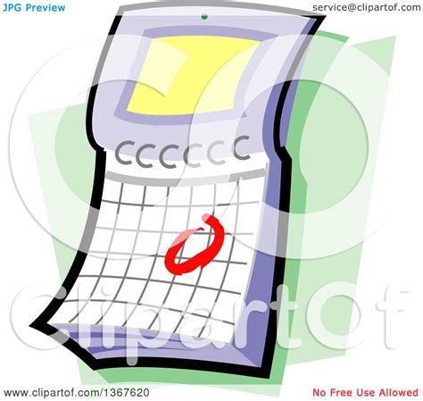 Clipart Of A Flip Desk Calendar With A Circled Date Over Green