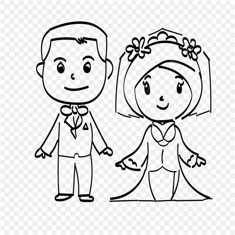 Gambar Kartun Pernikahan Hitam Putih Adzka