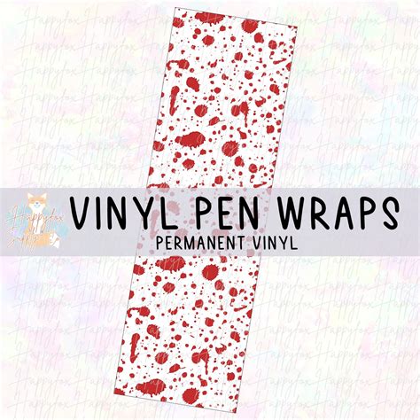 Blood Spatter Vinyl Pen Wrap Permanent Multiple Sizes Opaque Or