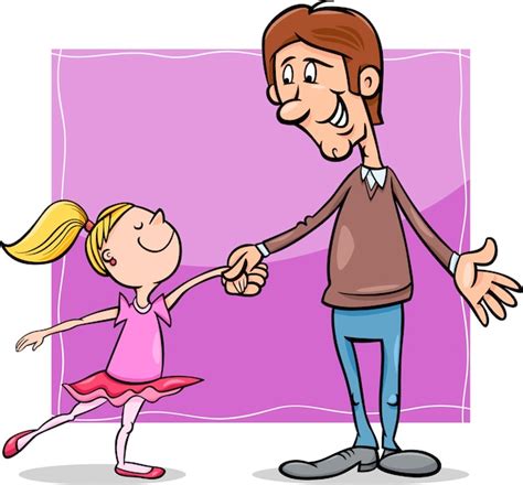 Ilustración De Dibujos Animados De Padre E Hija Vector Premium