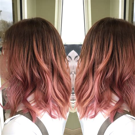 Rose Gold Done By Katie S Aveda Color Rose Gold Short Hair Rose Gold