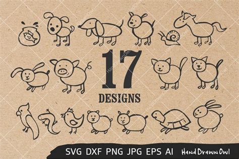 Hand Drawn Stick Pets Svg Bundles Digital Files For Design