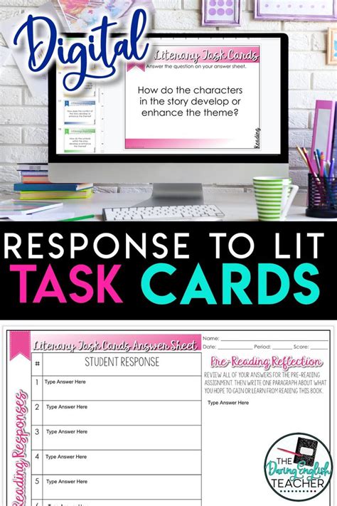 digital literary analysis task cards in 2020 task cards reading themes middle school reading