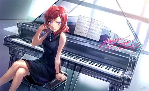 Wallpaper Anime Girls Nishikino Maki Piano Necklace