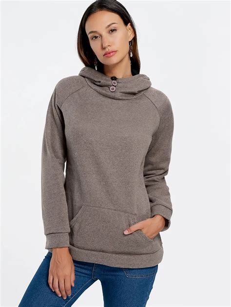 Lortalen Kangaroo Pocket Raglan Sleeve Hoodie Women Pullovers Fall Fashion Solid Hooded Ladies
