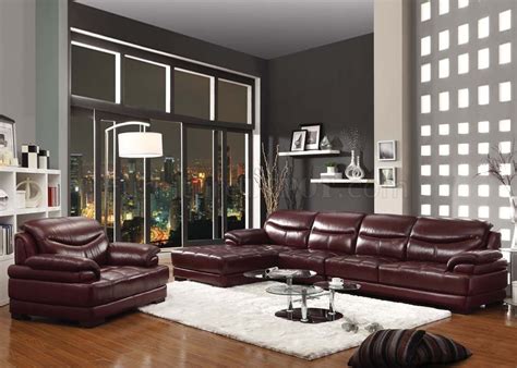 51130 Firas Sectional Sofa In Burgundy Split Leather By Acme