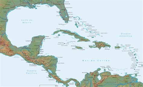 Mapa Do Caribe Ilhas E Região Da América Central