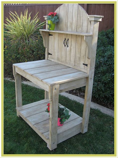 Local Delivery Only Small Weathered Potting Bench With Round Etsy In