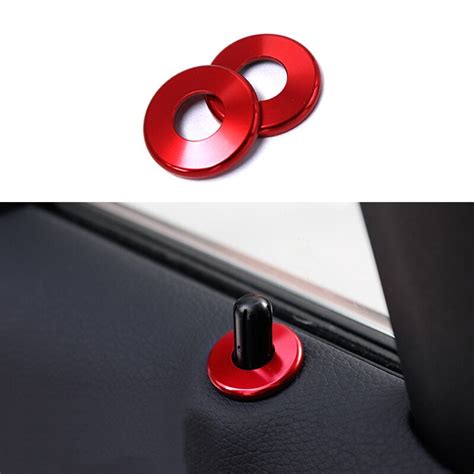 2x Aluminum Door Lock Pins Pin Cover Trim For Mercedes Benz C Class