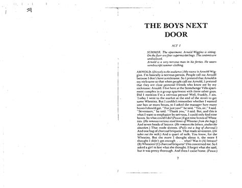 The Boys Next Door Full Text I I 5vt The Boys Next Door Act I Summer