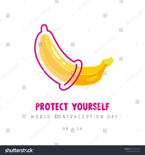 Banana Condom World Contraception Day Protect Stock Vector Royalty