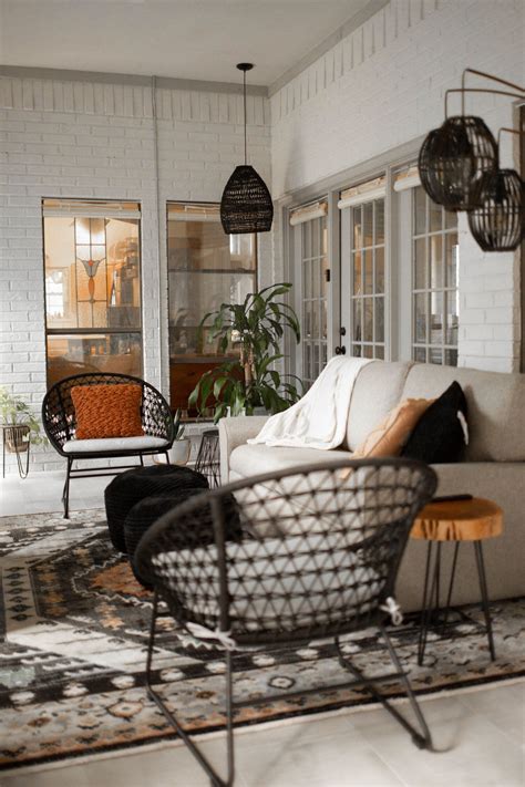 Modern Sunroom Makeover With White Walls And Black Accents White