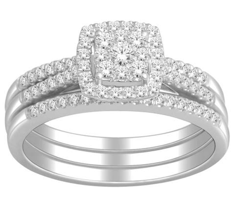 1 Carat Trio Wedding Ring Set For Her In White Gold