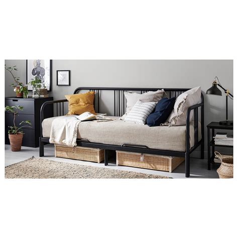 Fyresdal Daybed With 2 Mattresses Black Minnesund Firm Twin Ikea