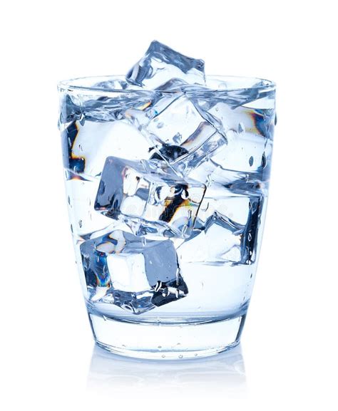 Glass Of Water With Ice Cubes Isolated On White Background Stock Photo