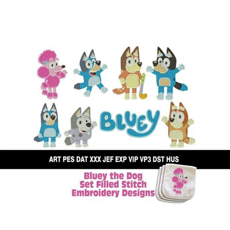 Bluey Embroidery Designs Delightful Patterns Featuring Everyones