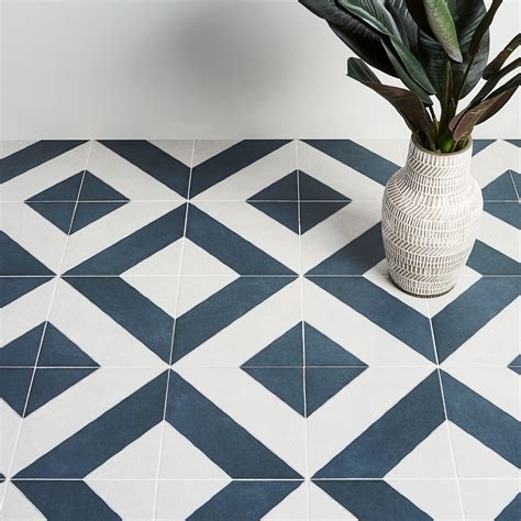 Auteur Diagonals Navy Blue 9x9 Matte Porcelain Tile Pattern 2 タイル