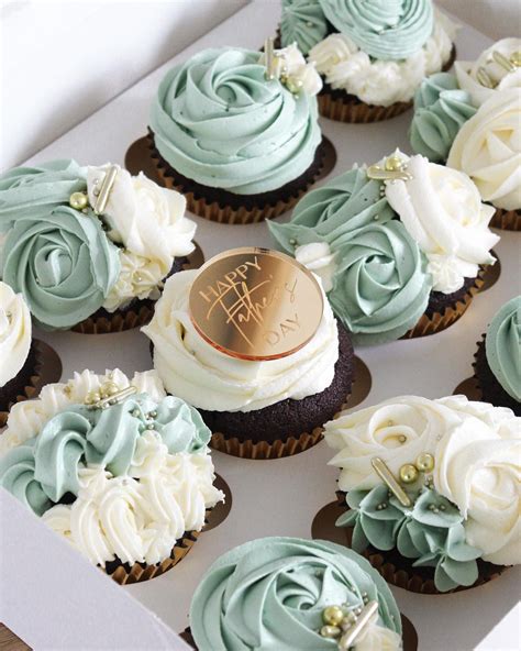 Fathers Day Cupcakes Sage Green Cupcakes Decorated In Multiway Piping