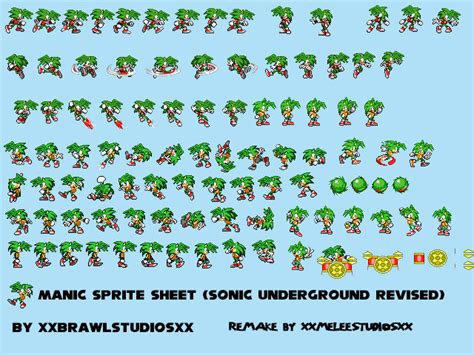 Manic Sprite Sheet Sonic Underground Revised By Xxbrawlstudioxx On