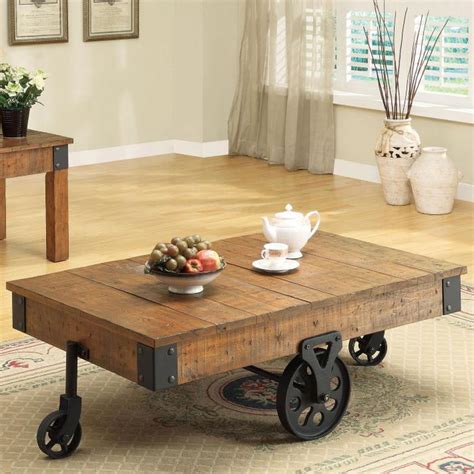 Industrial furniture swivel metal castors casters caster wheels coffee table wheels circle graphite 7,6 cm. Inspirational Rustic Coffee Table with Wheels for Living ...