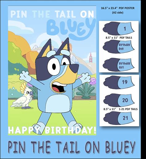 Pin The Tail On Bluey Birthday Printable Game Etsy België