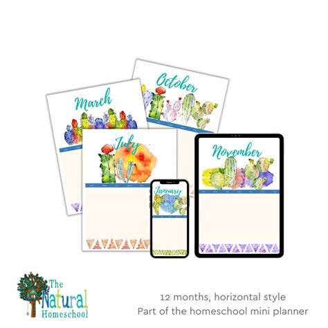 Reusable 12 Month Vertical Homeschool Calendars The Natural