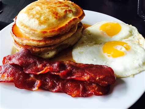 Homemade Pancakes Bacon And Eggs Rfood