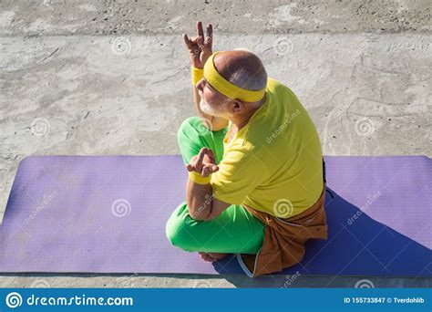 Active Sport Workout For Old Person Yoga Concept Senior Man In Health