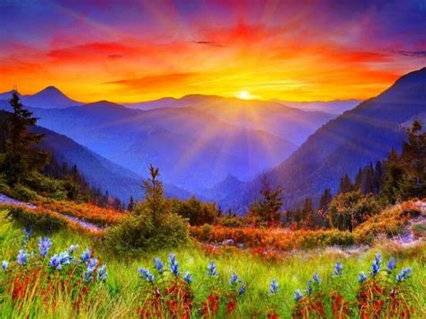 Color Beautiful Sunrise Sunrise Wallpaper Mountain Landscape