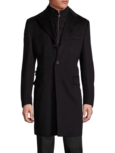 Corneliani Virgin Wool Long Coat In Black For Men Lyst