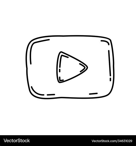 Youtube Icon Doodle Hand Drawn Or Black Outline Vector Image