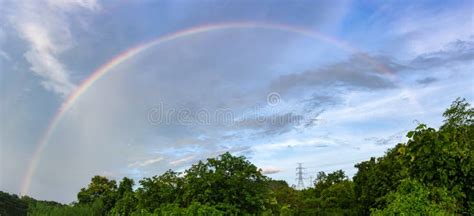 Rainbow After Rain Stock Photo Image Of Green Cloudy 173399898