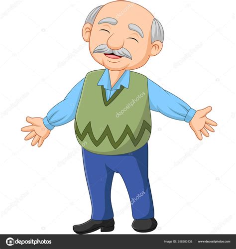 Vector Illustration Cartoon Happy Senior Elderly Old Man Stock Vector