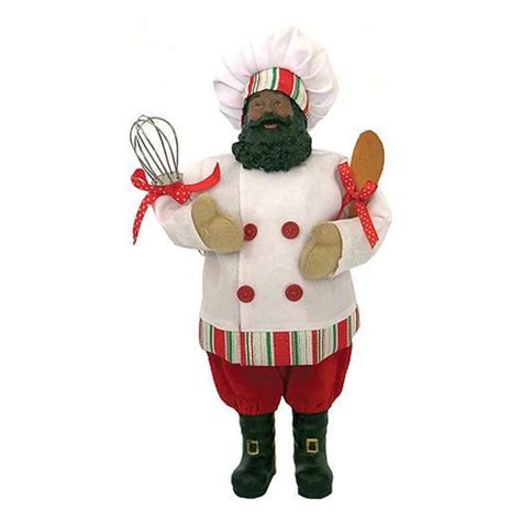 Bakery Chef Santa African American Santa Claus Figurine The Black