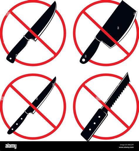 No Knives Or No Weapon Signs No Weapon Allowed Symbols Prohibited