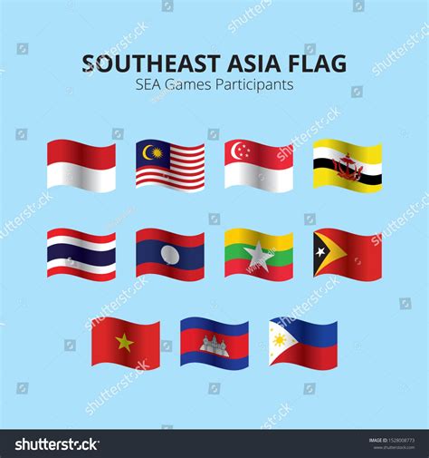 Southeast Asia Flag Wave Sea Games Stock Vector Royalty Free