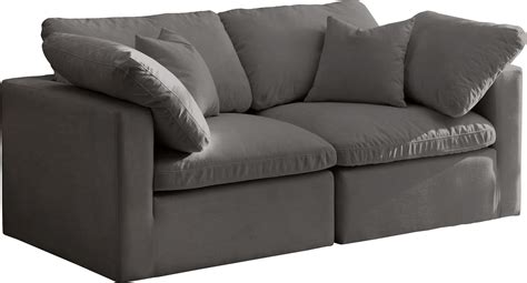 Gently rub dried stains with soap and water before air drying your. Plush GREY Velvet Sofa 70 Cloud Modular Overstuffed Down ...