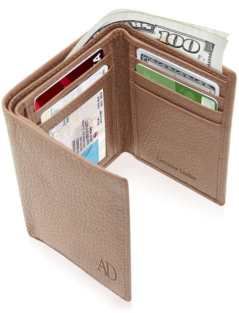 access denied trifold wallets for men rfid leather slim mens wallet with id window front