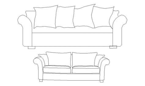 Small And Big Sofa Set Elevation Blocks Cad Drawing Details Dwg File