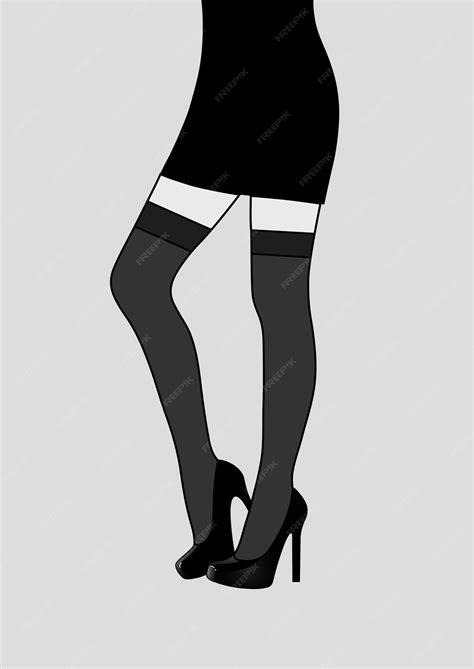 Premium Vector Beautiful Female Legs In Stockings And High Heeled Shoes
