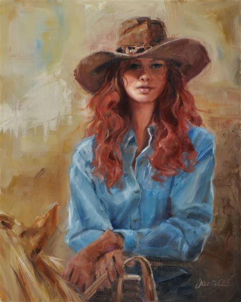 Redheaded Cowgirl Original Oil On Linen 20 X 16 Framed Available For Purchase Cowgirl