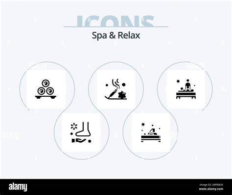 Spa And Relax Glyph Icon Pack 5 Icon Design Spa Spa Relaxation Massage Stock Vector