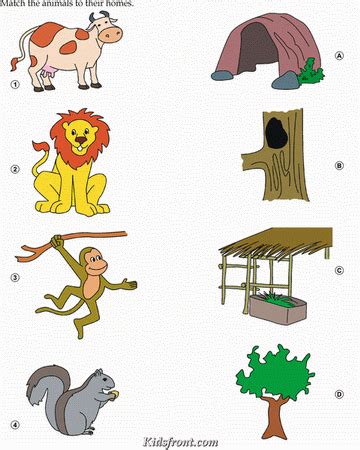 A structure made of bars, wires or mesh, used for housing animals or bird: Kids Exercise Book -Match the Pictures