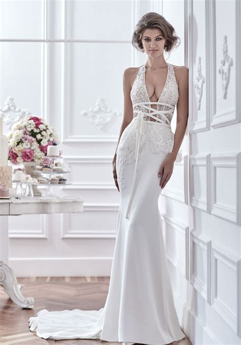 Sexy Beaded Deep V Neck Bodice And Silk Skirt Wedding Dress Kleinfeld Bridal