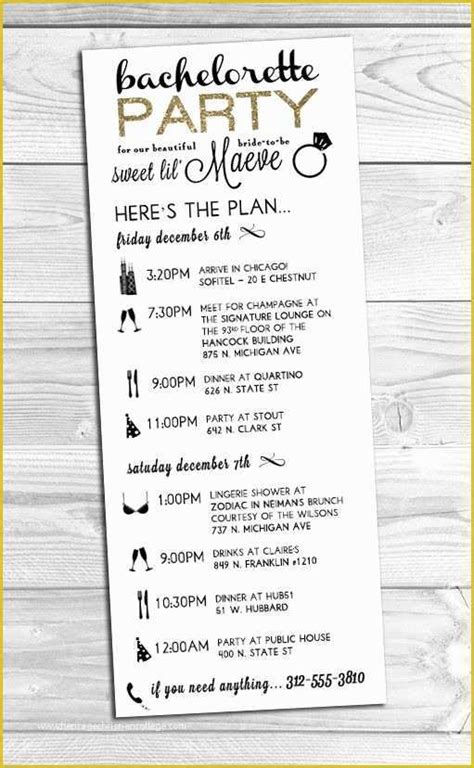 Bachelorette Party Agenda Template