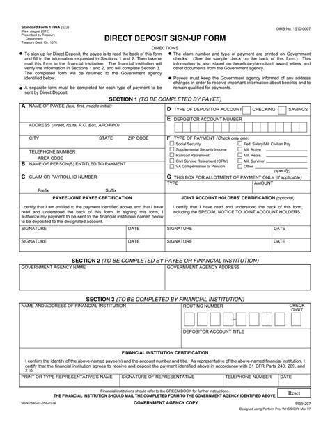 Form Sf 1199a Fill Out Sign Online And Download Fillable Pdf