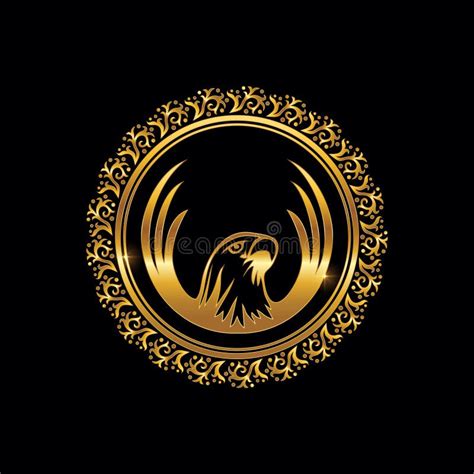 Gold Eagle Circle Logo Frame Stock Vector Illustration Of Bird