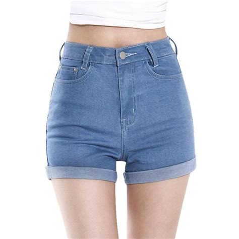 Minetom Femmes Été Vintage Casual Taille Haute Sertissage Short En Jean Shorts Jeans Hot Pants