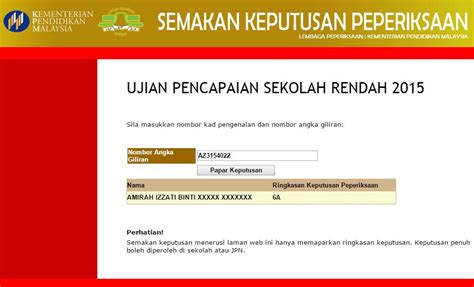 Menurut pihak sekolah, siswa yang mengikuti ujian di sekolah mempunyai kendala secara teknis untuk mengikuti ujian secara daring di rumahnya dana bantuan operasional sekolah (bos) serta bantuan operasional penyelenggaraan (bop) paud dan pendidikan kesetaraan di masa kedaruratan. Semakan Keputusan UPSR Tahun 2015