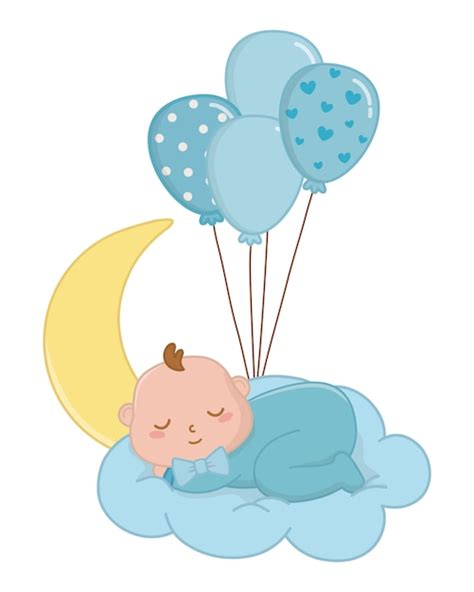 Bebé Durmiendo En Una Ilustración De La Nube Vector Premium